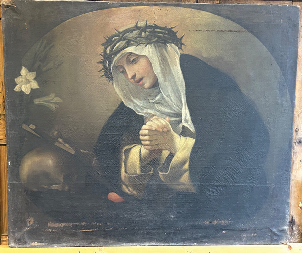 17th century Florentine school - Entourage De Volterrano - Saint Catherine Of Siena In Prayer