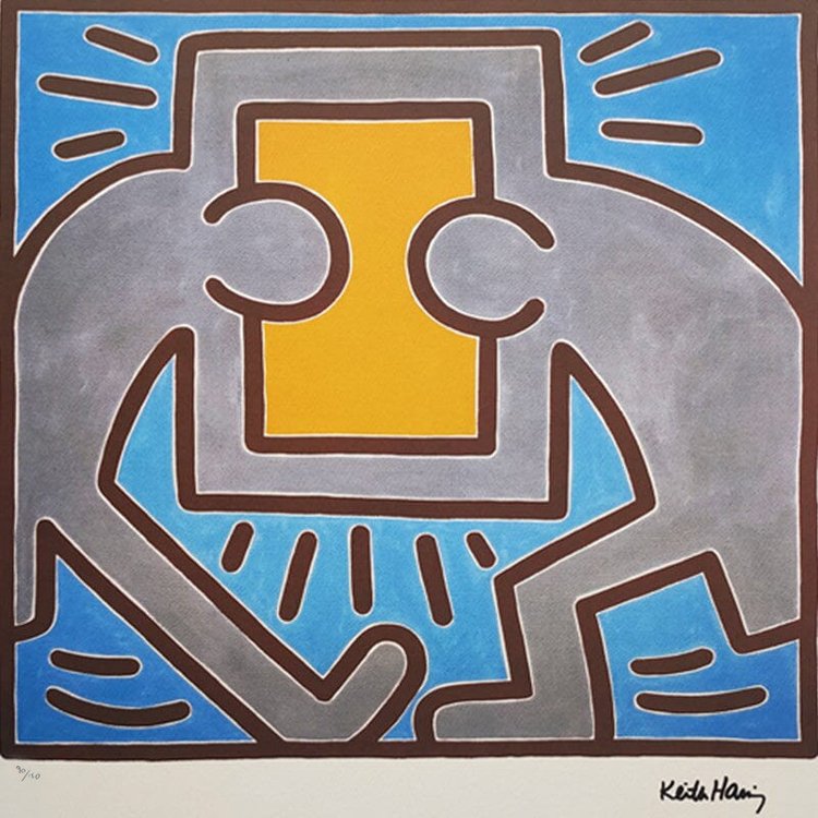 1990er Jahre Wunderschöne Keith Haring Lithographie in limitierter Auflage