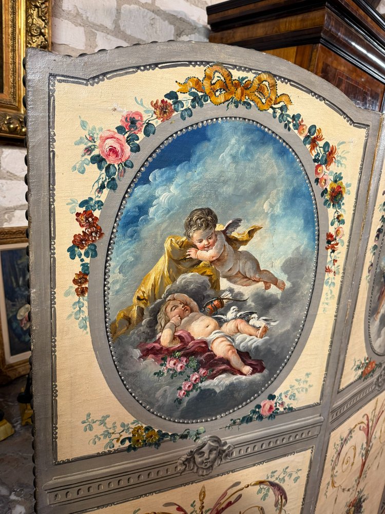 LOUIS XVI-STYLE FOUR-LEAF FOLDING SCREEN