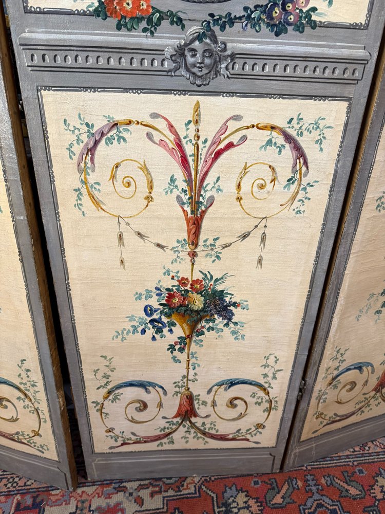 LOUIS XVI-STYLE FOUR-LEAF FOLDING SCREEN