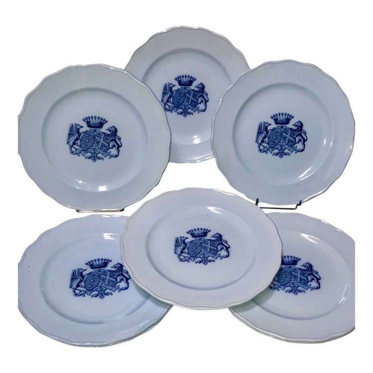 Assiettes en faïence anglaise noblesse héraldique couronne comtale 