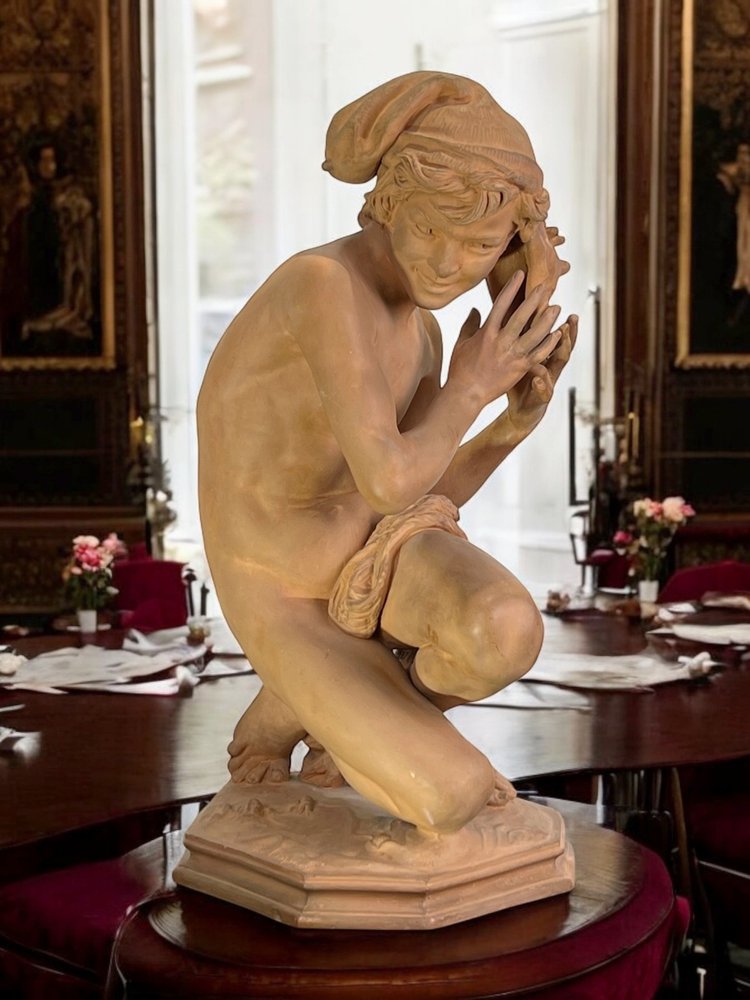 JEAN BAPTISTE CARPEAUX / TERRACOTTA FIRMATA IL PESCATORE NAPOLETANO CON CONCHIGLIA