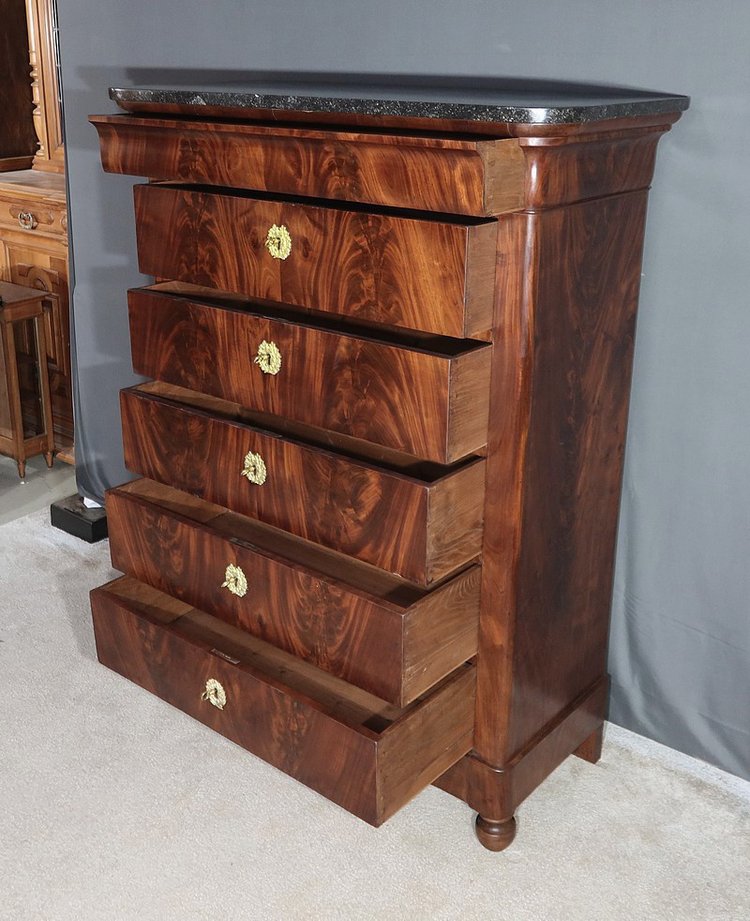 Mahogany burl chiffonier, Restoration period - Early 19th century