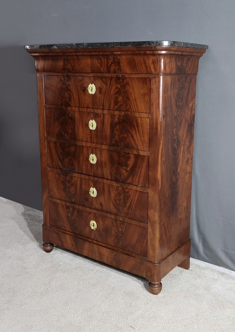 Mahogany burl chiffonier, Restoration period - Early 19th century