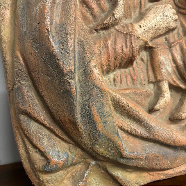 Antique plaque Virgin and Child in terracotta XIX - Florence - sec 52 x 32 prof 13