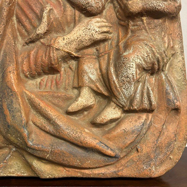 Antique plaque Virgin and Child in terracotta XIX - Florence - sec 52 x 32 prof 13