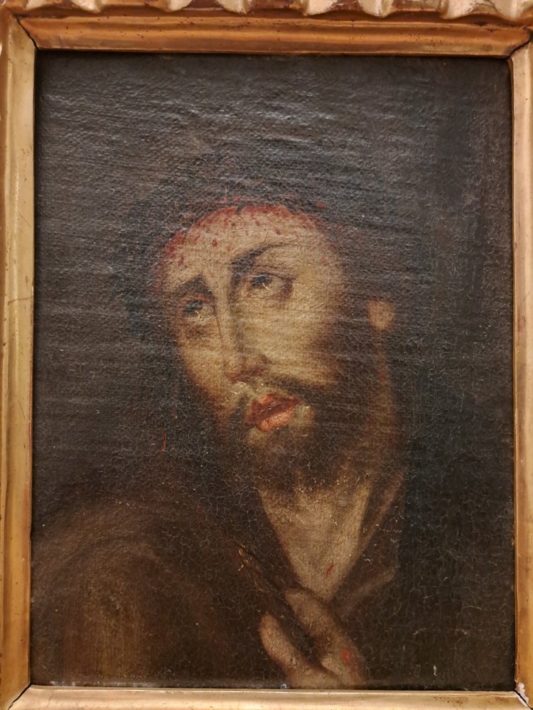 Spanish School, Ecce Homo, Oil on Canvas Mounted on Panel, 17th Century.