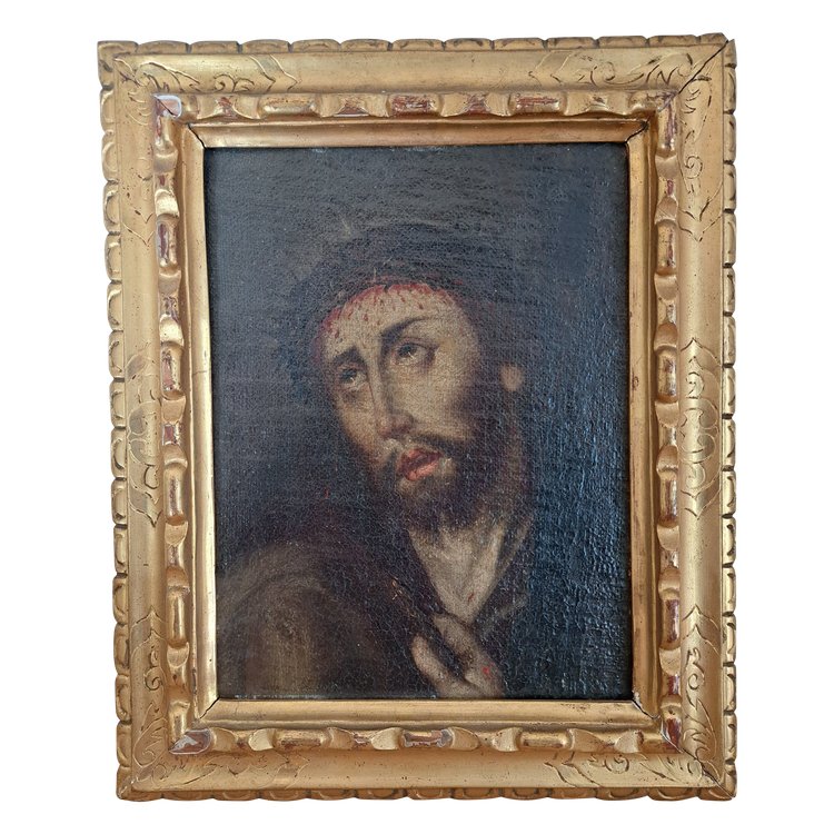 Spanish School, Ecce Homo, Oil on Canvas Mounted on Panel, 17th Century.