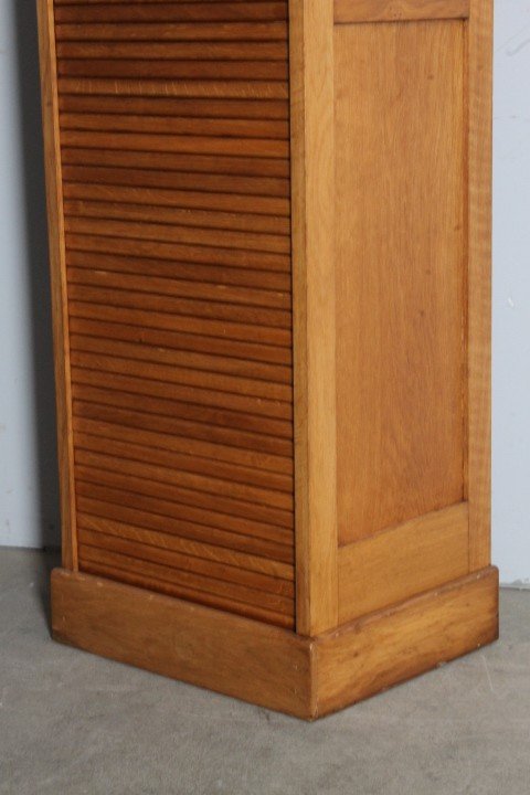 Art Deco oak filing cabinet shutter 1940. Size 43 x depth 35 Height. Restored. bookcases