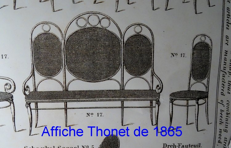 Chaise Thonet N°17 , vers 1865 teinte merisier chellac-label 1a -