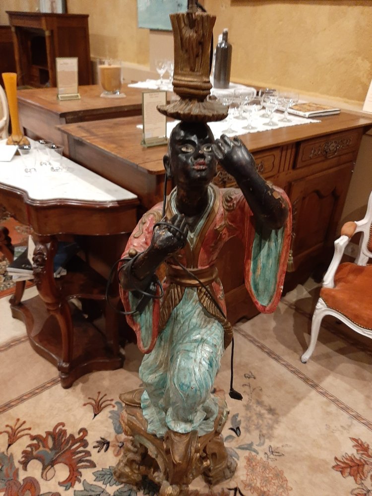 Nubian servant, painted and gilded wooden sculpture, Venice early 19th century