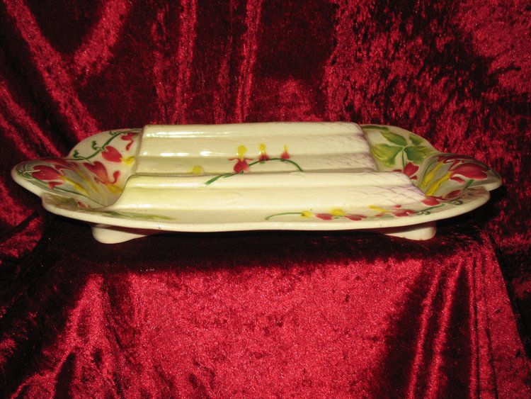 Lunéville-Saint Clément earthenware asparagus or artichoke dish, Art Nouveau period