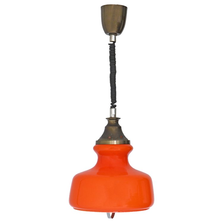 Hanging lamp in orange opaline from the 1960s