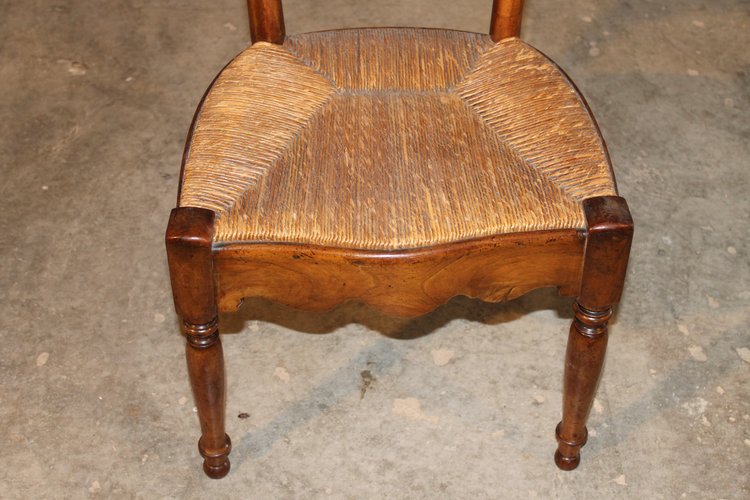 Suite of 4 cherrywood straw chairs 19th century Restoration period