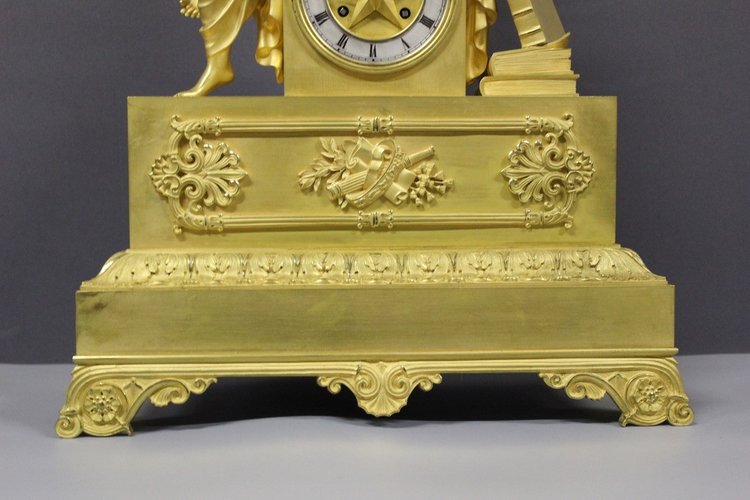 Restoration Clock In Gilt Bronze, Allegory of Astronomy Early 19th century