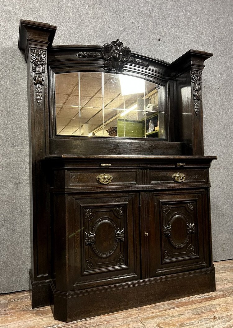 buffet a ressaut de sacristie en bois noirci époque Napoléon III vers 1850