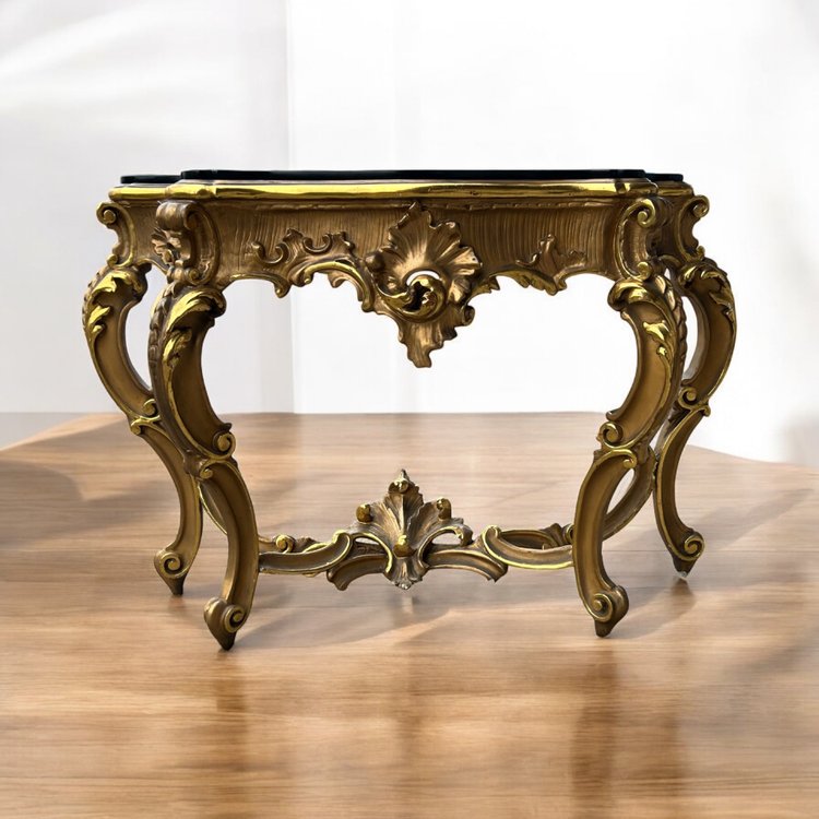 Grande Console Italienne En Bois Doré De Style Louis XV Fin XIXéme Siècle L 158 Cm