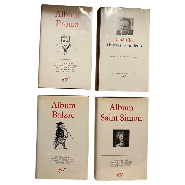 Ensemble de quatres volumes de "la Pléïade" PROUST ,SAINT-SIMON , BALZAC & RENE CHAR état neuf