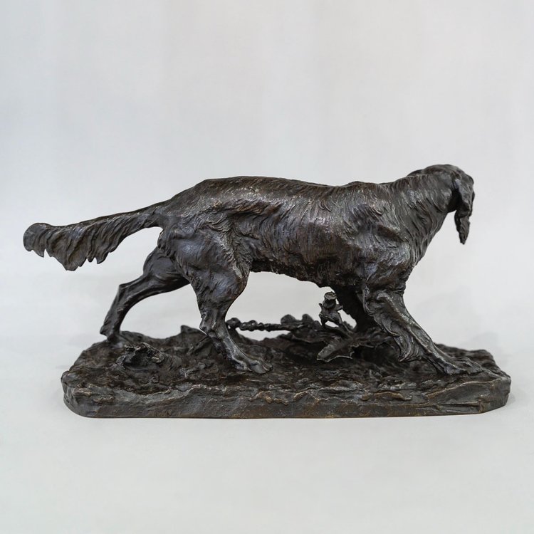 Scultura - Cane da caccia Setter , Pierre- Jules Mêne (1810-1879) - Bronzo