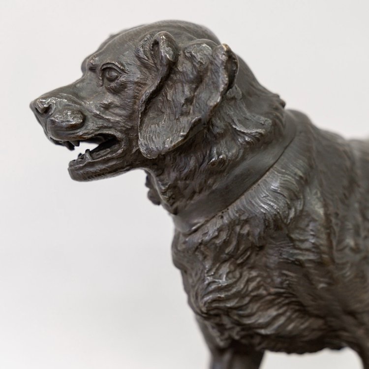 Sculpture - Pointing Spaniel Dog , Paul - Edouard Delabrièrre (1829-1912) - Bronze