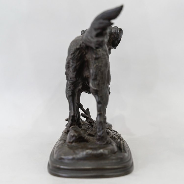 Sculpture - Pointing Spaniel Dog , Paul - Edouard Delabrièrre (1829-1912) - Bronze