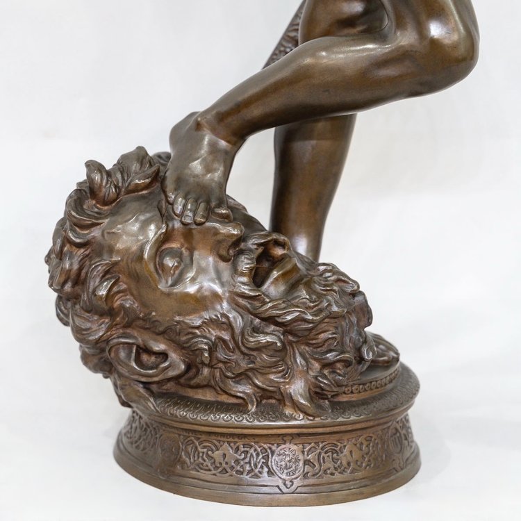 Sculpture - David Vanquisher Of Goliath , Marius - Jean - Antonin Mercié (1845-1916) - Bronze