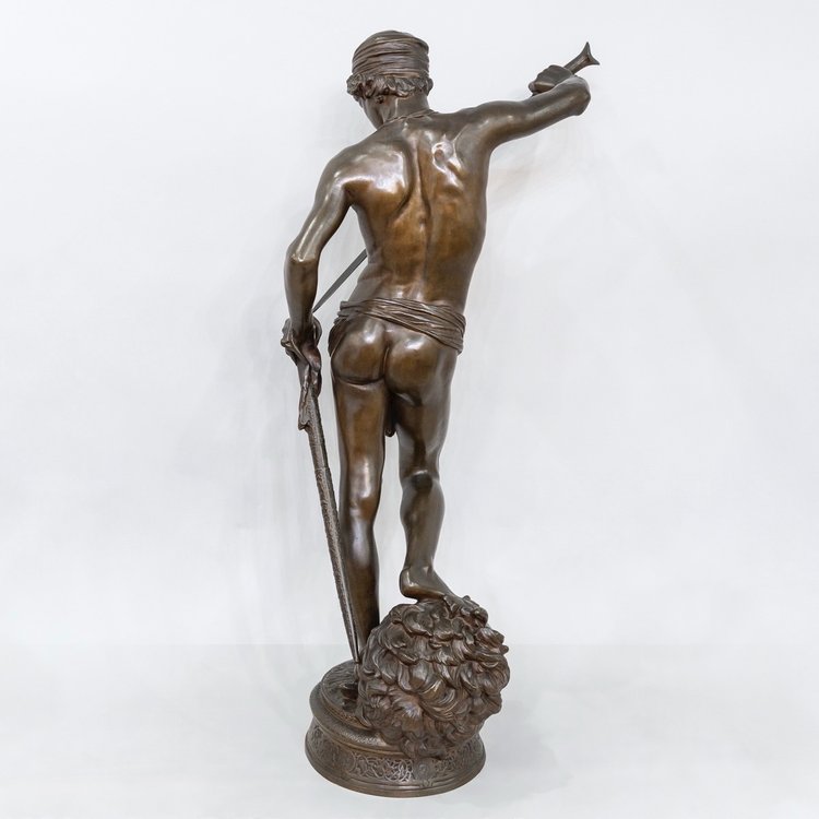 Sculpture - David Vanquisher Of Goliath , Marius - Jean - Antonin Mercié (1845-1916) - Bronze