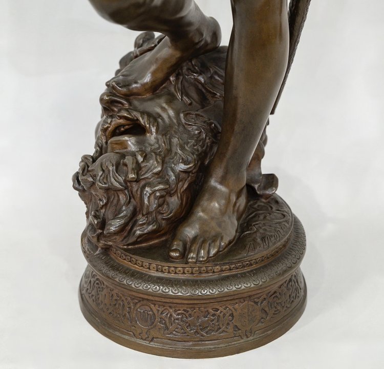 Sculpture - David Vanquisher Of Goliath , Marius - Jean - Antonin Mercié (1845-1916) - Bronze