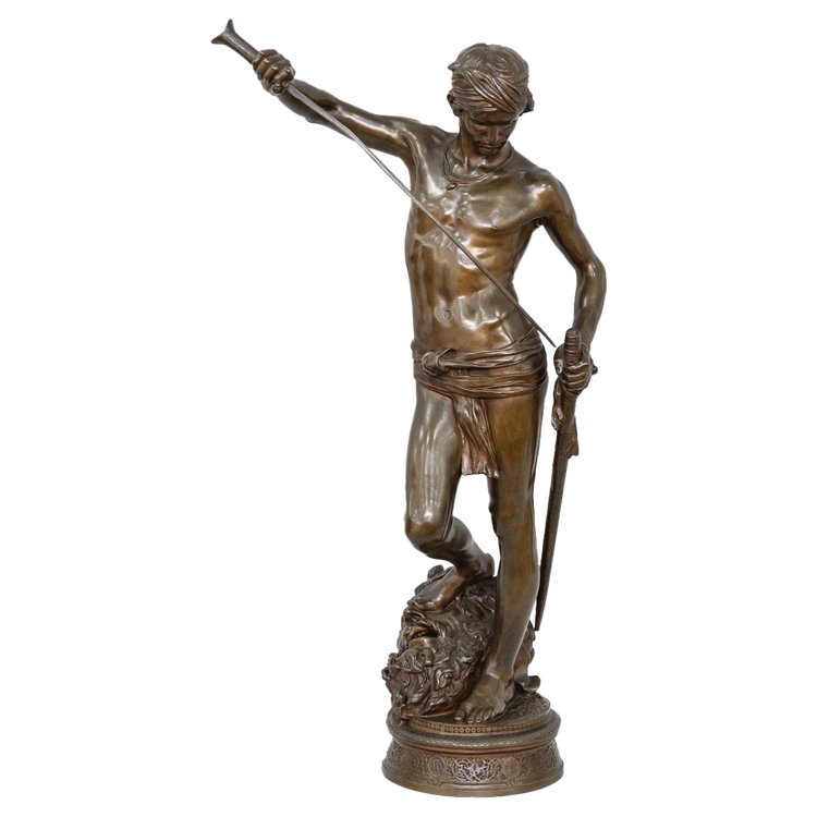 Sculpture - David Vanquisher Of Goliath , Marius - Jean - Antonin Mercié (1845-1916) - Bronze