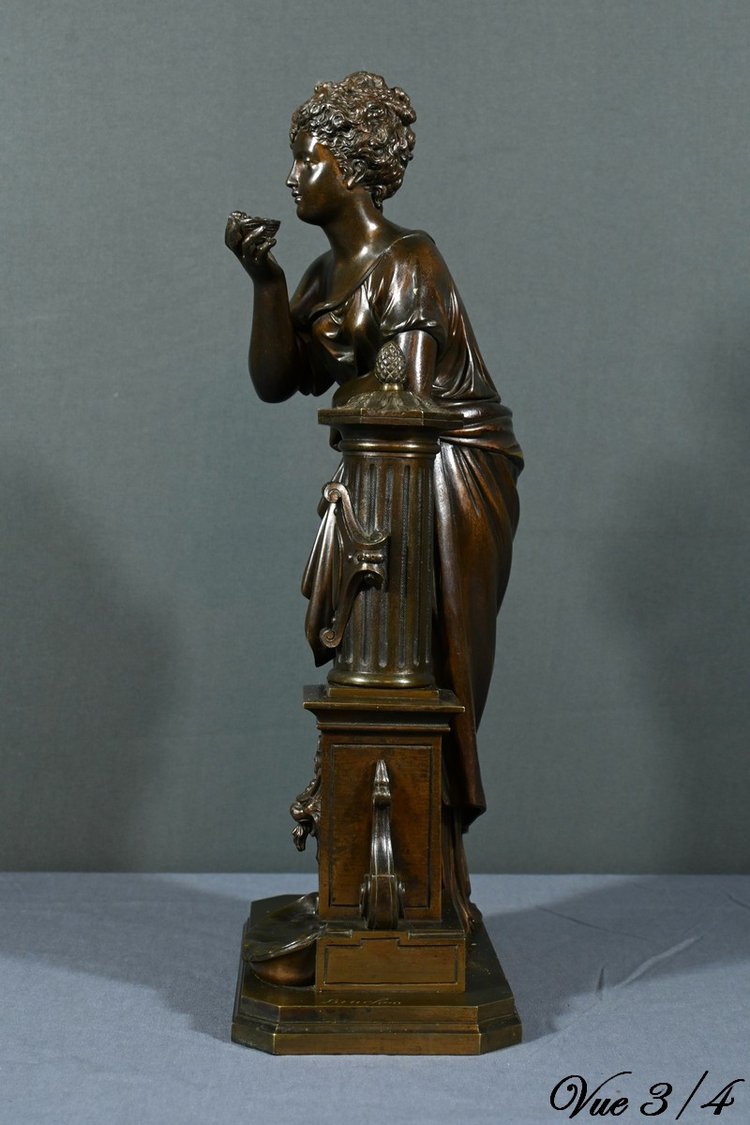 Bronzo "Demoiselle à la Fontaine", firmato E.Bruchon - Metà del XIX secolo