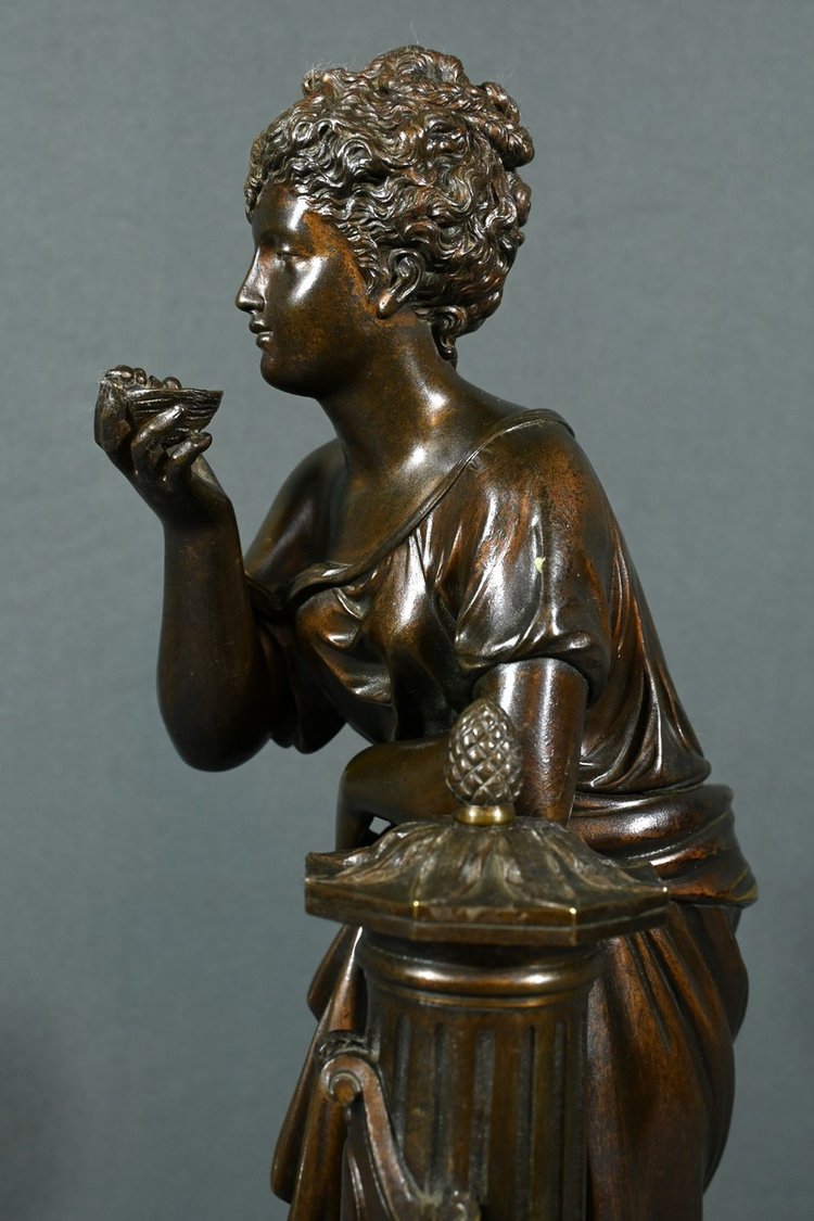 Bronzo "Demoiselle à la Fontaine", firmato E.Bruchon - Metà del XIX secolo