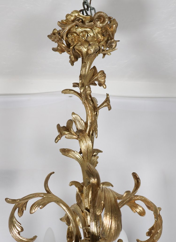  Lustre rocaille en bronze doré époque XIXe 