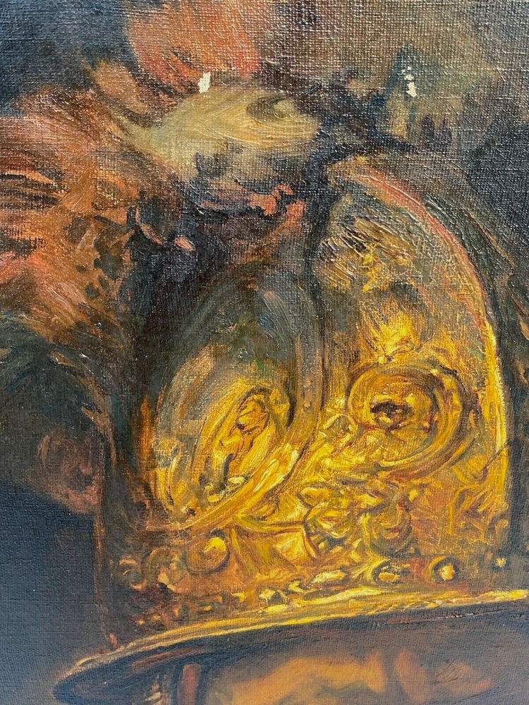 Öl auf Leinwand Mann mit goldenem Helm von Arthur Midy nach Rembrandt