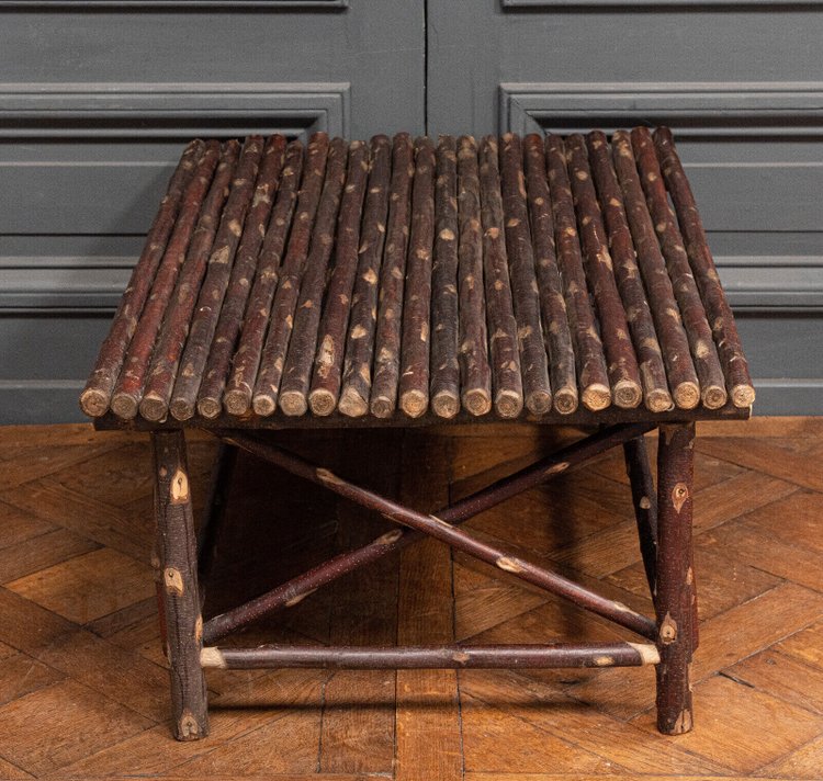 Christian Liaigre coffee table in Brutalist chestnut logs 1980