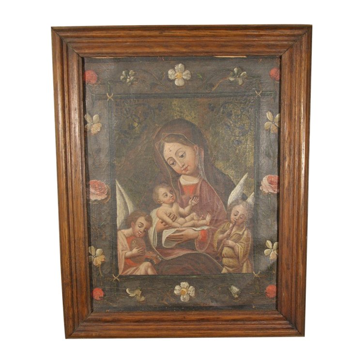 Late 18th Century Hispanic School Virgin and Child