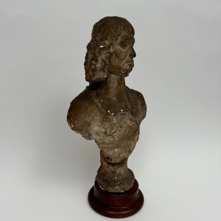 Bust in patinated plaster from the Charles Filleul workshop, 20th century, representing a man