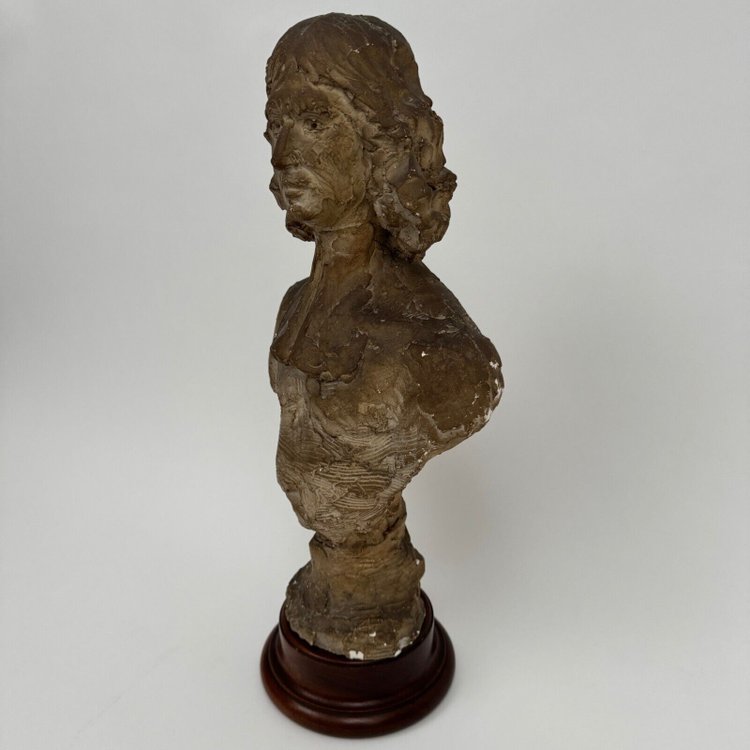 Bust in patinated plaster from the Charles Filleul workshop, 20th century, representing a man