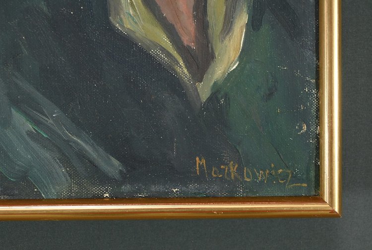 Öl auf Leinwand "Der Mann mit der Pfeife" von A. MARKOWICZ - Anfang 20.