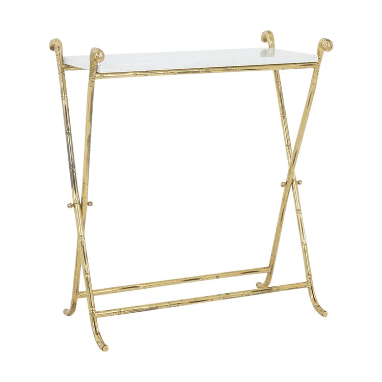 Jansen. Console in gilded brass and white marble. Circa 1970. LS4683607U