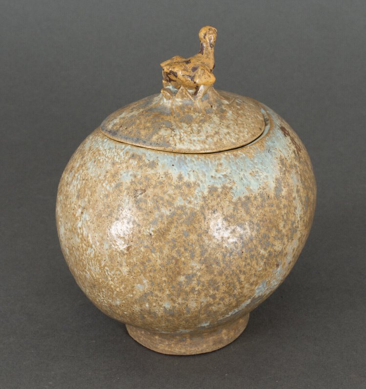 Bonbonnière jar lid Bode Willumsen stoneware egg shape bird's nest