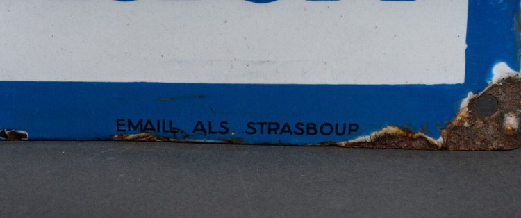 Plaque émaillée bombée André Stouls bière Lutterbach 1648 ALS Strasbourg