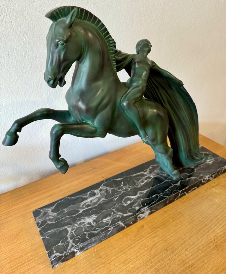 Grande scultura di Charles e Max le Verrier a cavallo