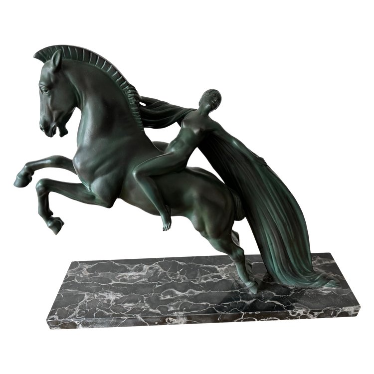 Grande scultura di Charles e Max le Verrier a cavallo