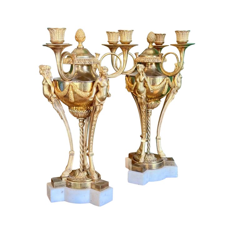 Rare pair of Athenian candelabras, late 18th century.