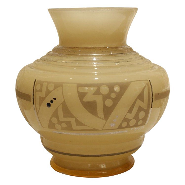 Vaso in vetro firmato D'Argyl 1930 circa, Art Déco