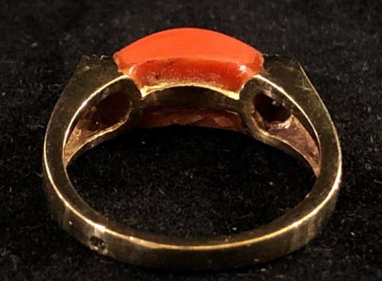 Coral diamond ring