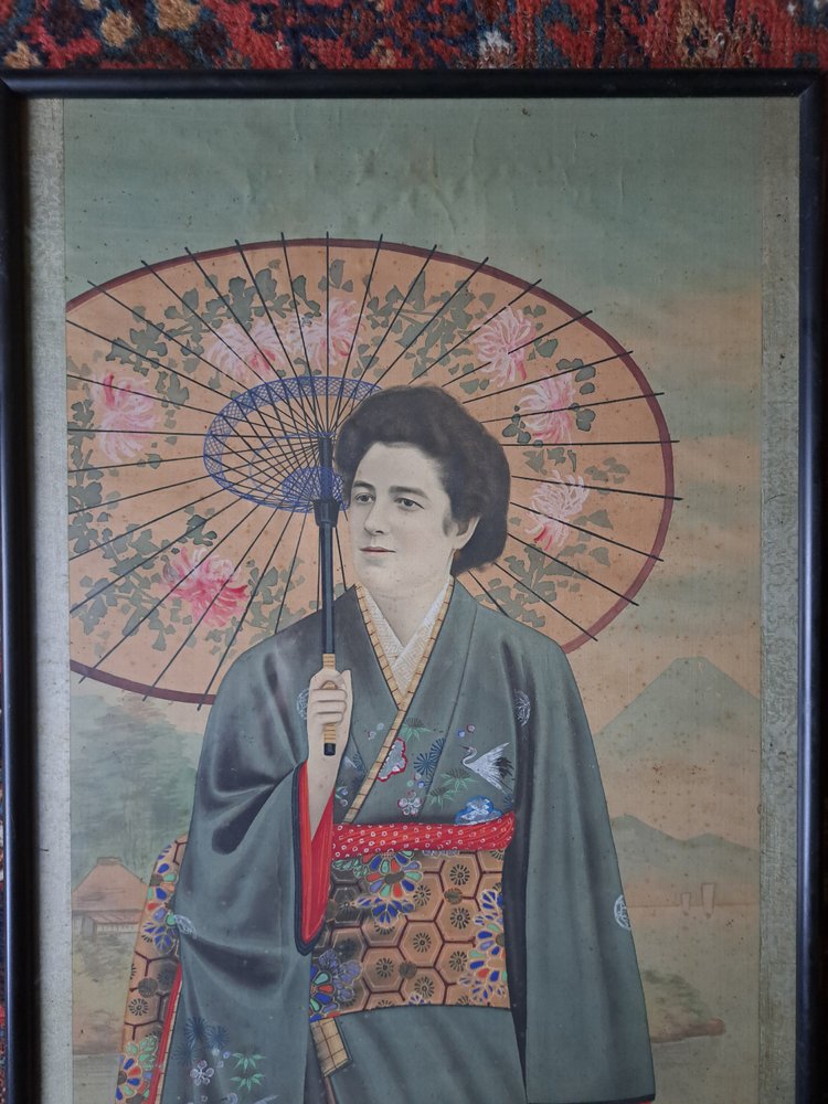 Dlg Jirokichi Kasagi , Ritratto di donna giapponese, inchiostro e colori su seta, inizio XX secolo.