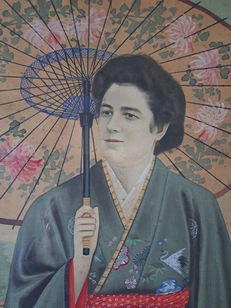 Dlg Jirokichi Kasagi , Ritratto di donna giapponese, inchiostro e colori su seta, inizio XX secolo.