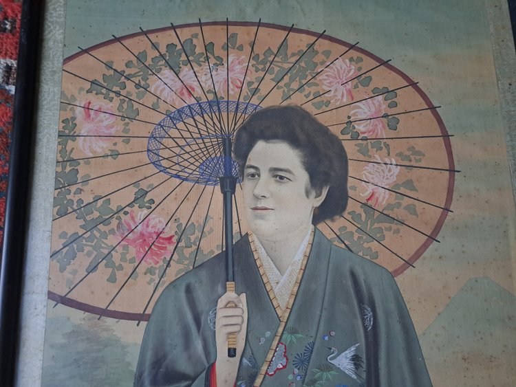 Dlg Jirokichi Kasagi , Ritratto di donna giapponese, inchiostro e colori su seta, inizio XX secolo.