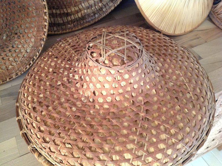 Lot of eight antique Asian hats.